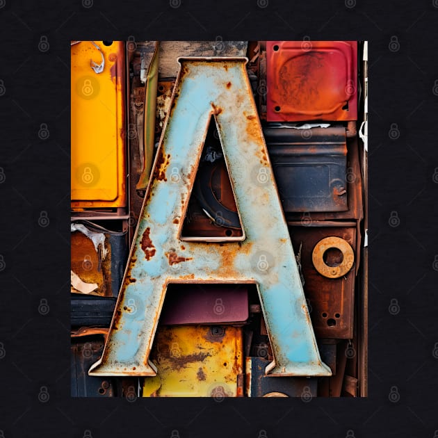 Rusty Letter A Antique Monogram Letter A Initial Alphabet by Mind Your Tee